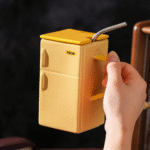 retro fridge cup w/ lid & straw